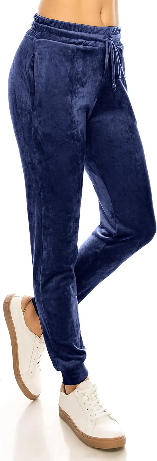 ALWAYS Women's Velvet Velour Joggers - Basic Premium Soft Stretch Warm Winter Sweatpants