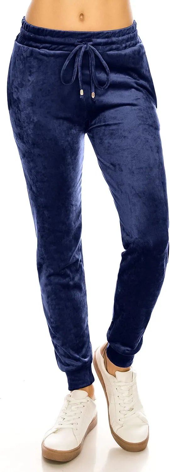 ALWAYS Women's Velvet Velour Joggers - Basic Premium Soft Stretch Warm Winter Sweatpants