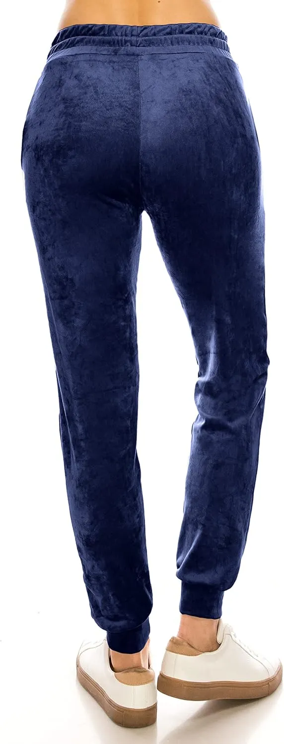 ALWAYS Women's Velvet Velour Joggers - Basic Premium Soft Stretch Warm Winter Sweatpants