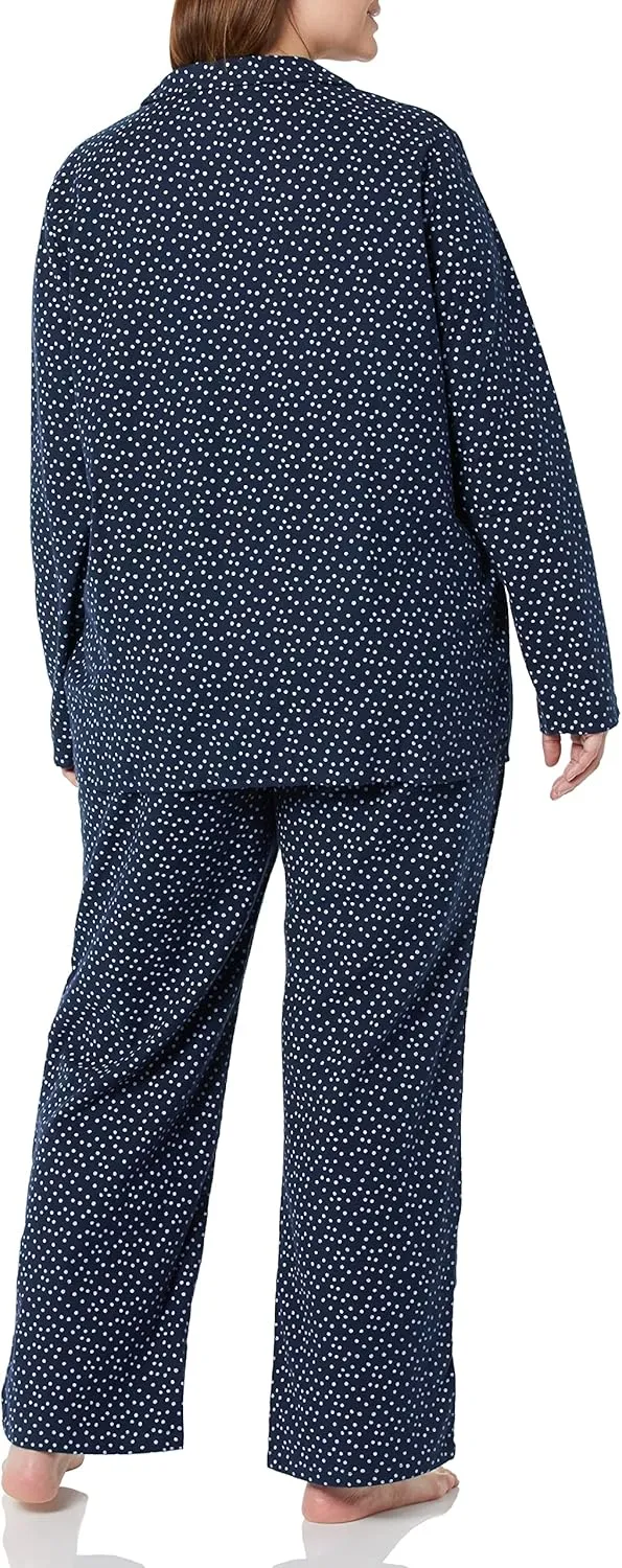 Amazon Essentials Women's Flannel Long-Sleeve Button Front Shirt and Pant Pajama Set