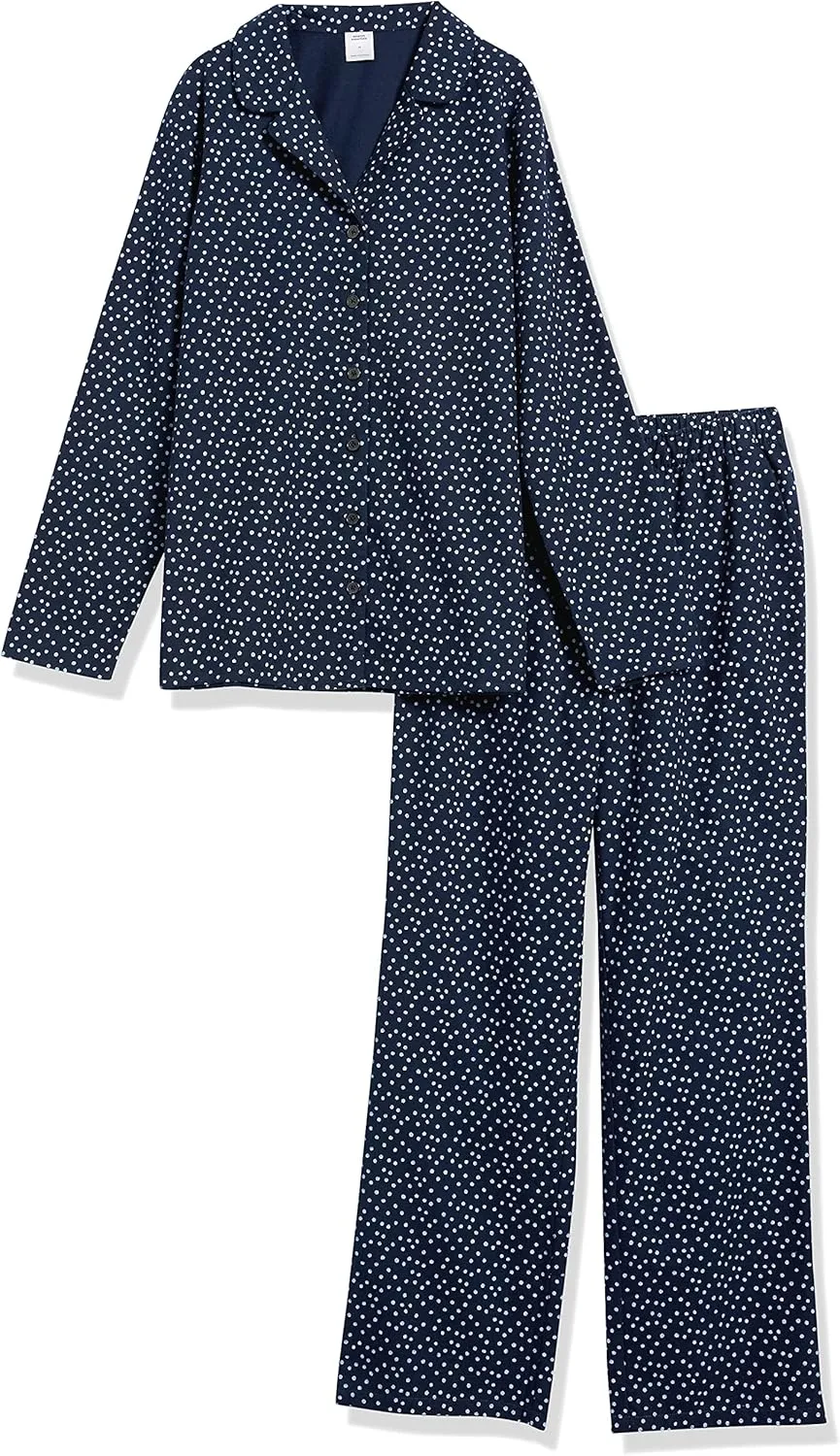 Amazon Essentials Women's Flannel Long-Sleeve Button Front Shirt and Pant Pajama Set