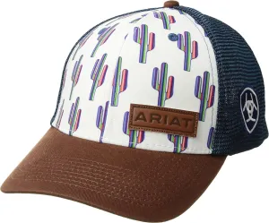 ARIAT Women's Cactus Design Cap with Faux Leather Patch and Mesh Back