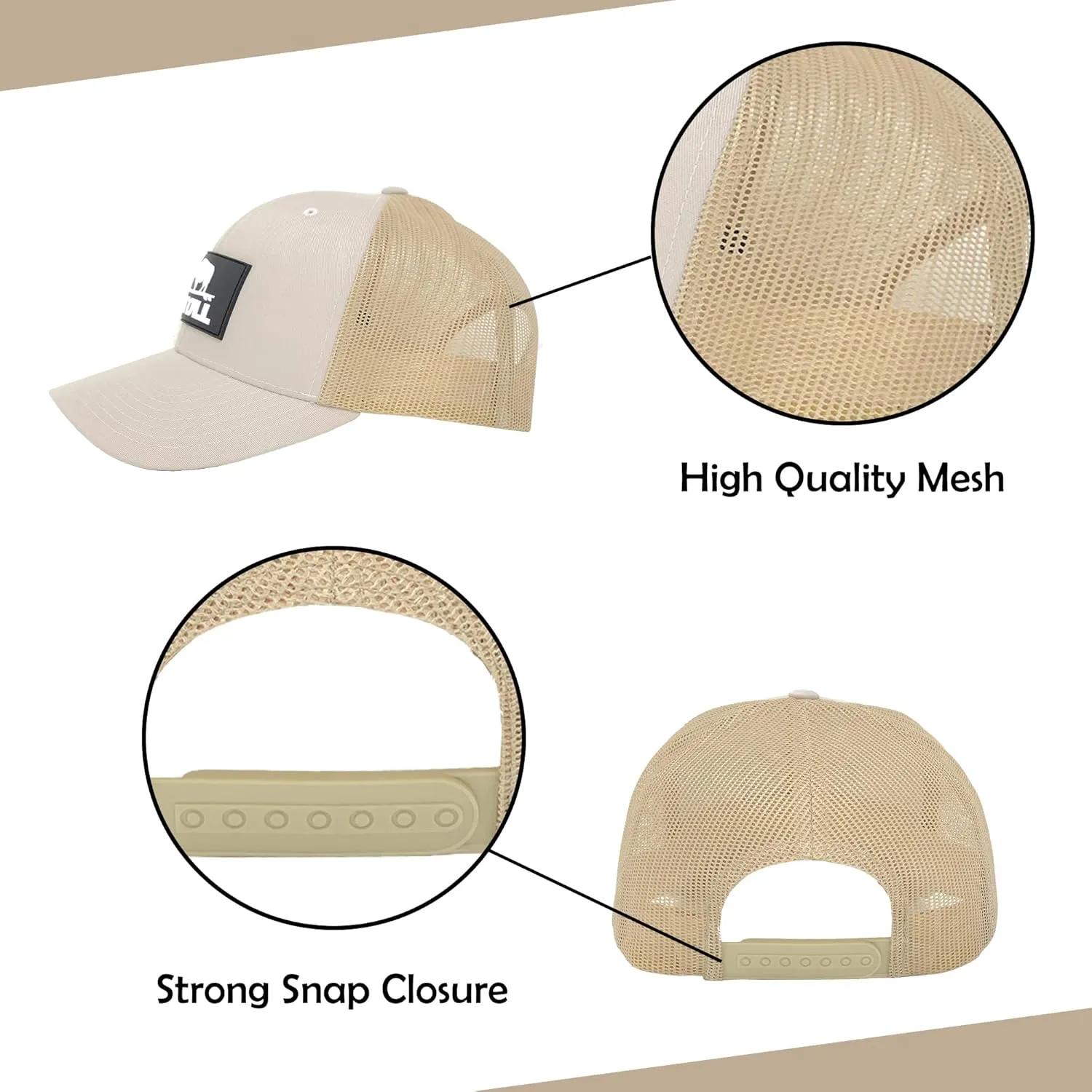 Atoll Trucker Hats - 7 Hole Snapback Closure Baseball Caps, Adjustable Strap, Breathable - One Size Fits Men Women