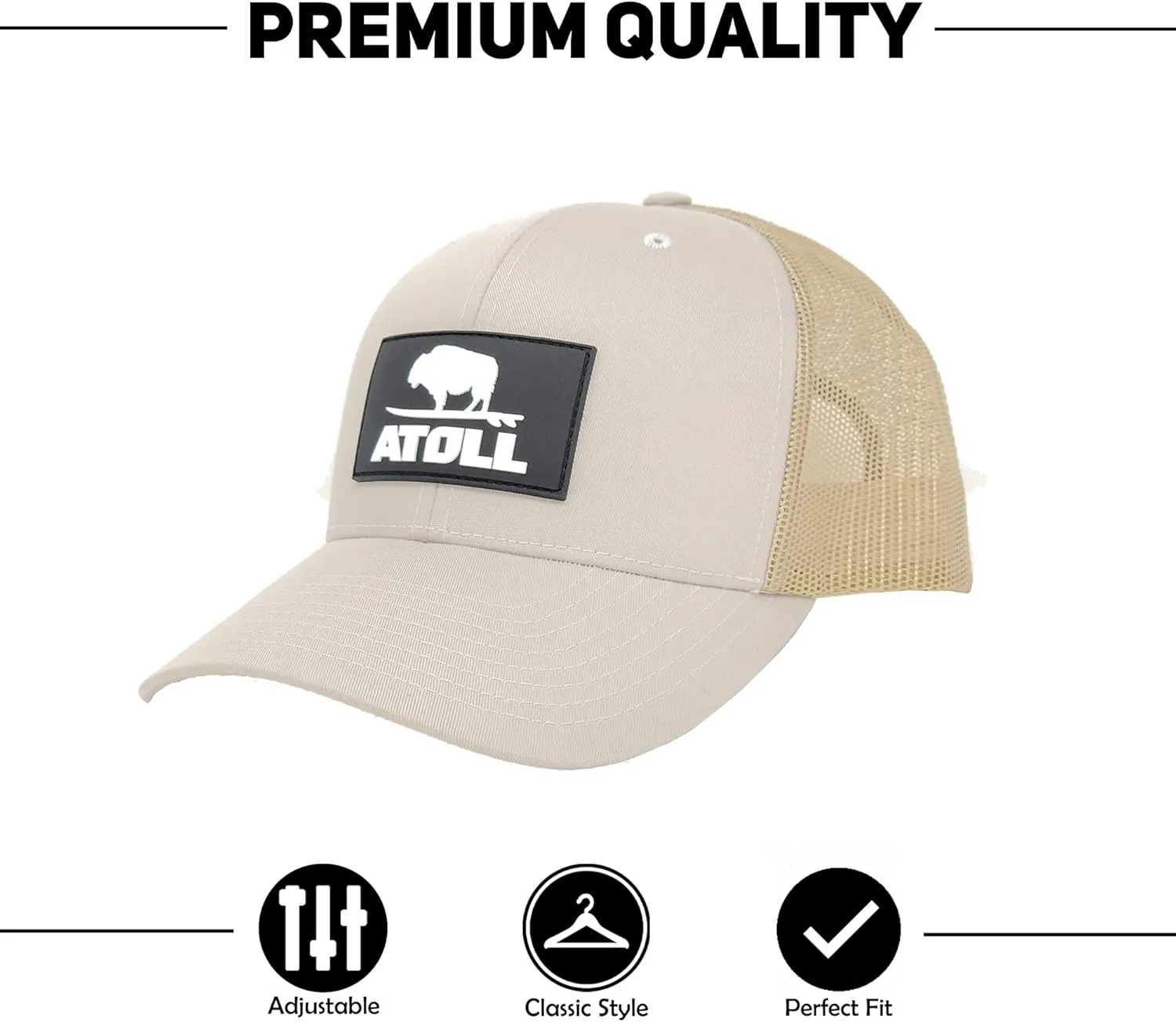 Atoll Trucker Hats - 7 Hole Snapback Closure Baseball Caps, Adjustable Strap, Breathable - One Size Fits Men Women