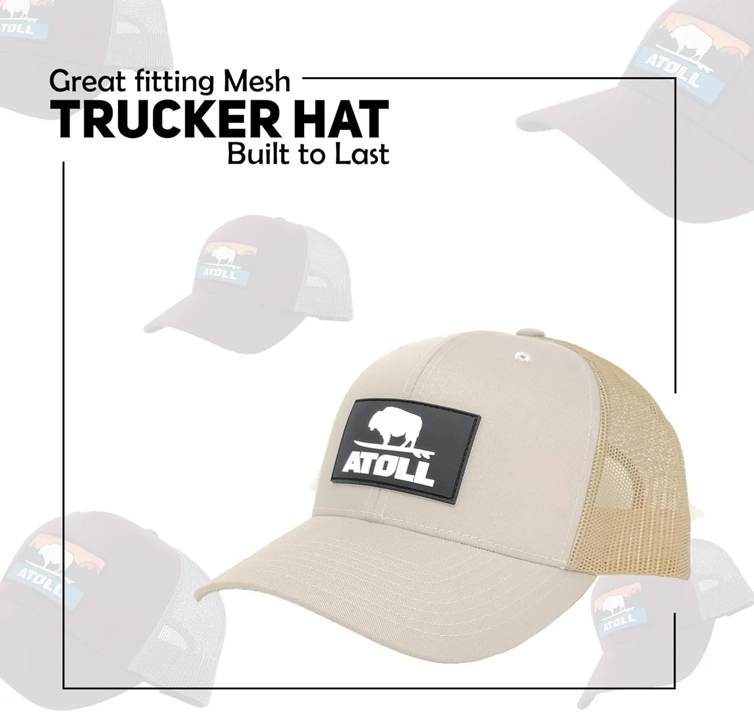 Atoll Trucker Hats - 7 Hole Snapback Closure Baseball Caps, Adjustable Strap, Breathable - One Size Fits Men Women