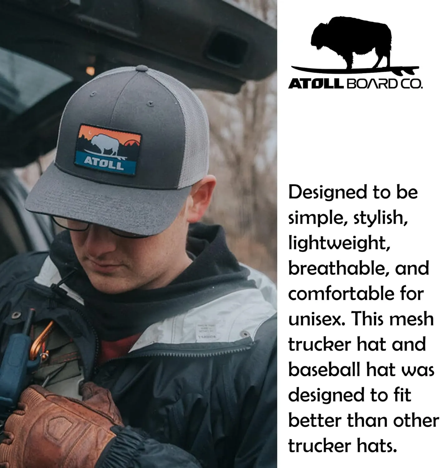 Atoll Trucker Hats - 7 Hole Snapback Closure Baseball Caps, Adjustable Strap, Breathable - One Size Fits Men Women