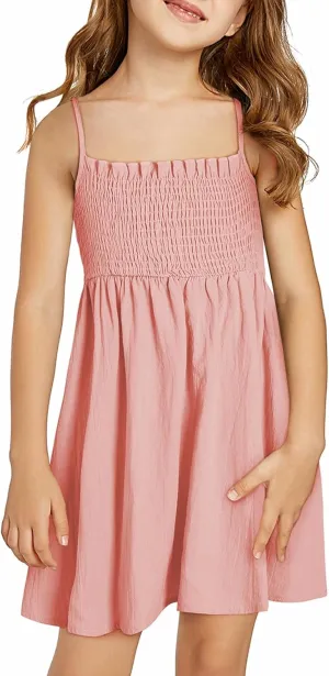 blibean Tween Girls Cotton Sundresses Adjustable Strap Dresses Size 4-15 Years