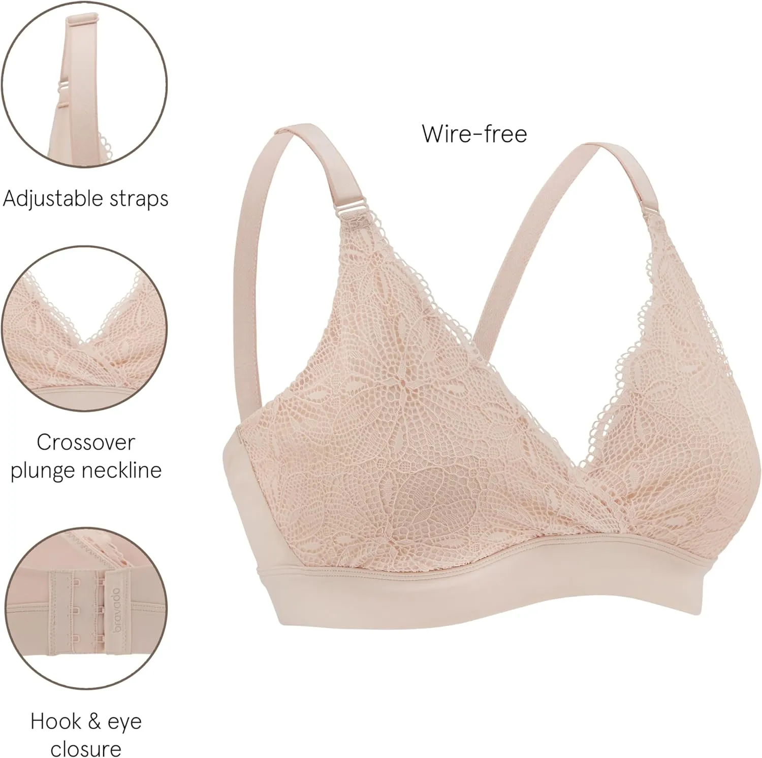Bravado Designs Women's Ballet Nursing Bra for Breastfeeding Wireless Sleep Maternity Bra
