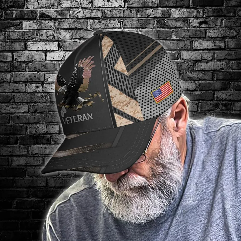 Camo Eagle Veteran Cap, Military Hat for Men, Veteran Day Gifts for Dad Grandpa, Adjustable Strap Back