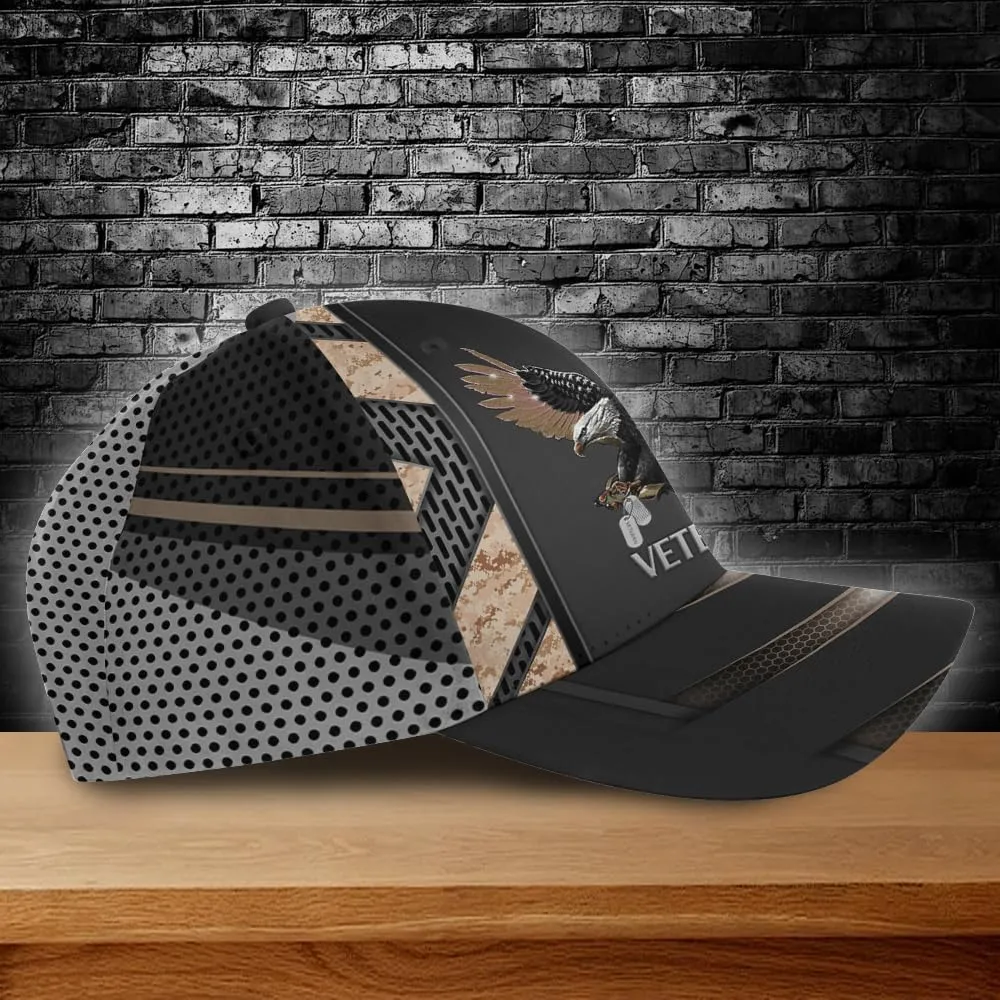 Camo Eagle Veteran Cap, Military Hat for Men, Veteran Day Gifts for Dad Grandpa, Adjustable Strap Back