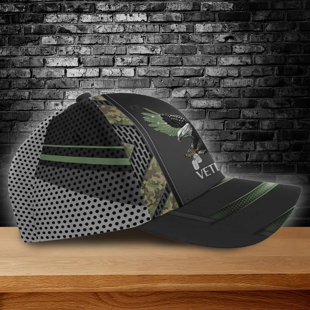 Camo Eagle Veteran Cap, Military Hat for Men, Veteran Day Gifts for Dad Grandpa, Adjustable Strap Back