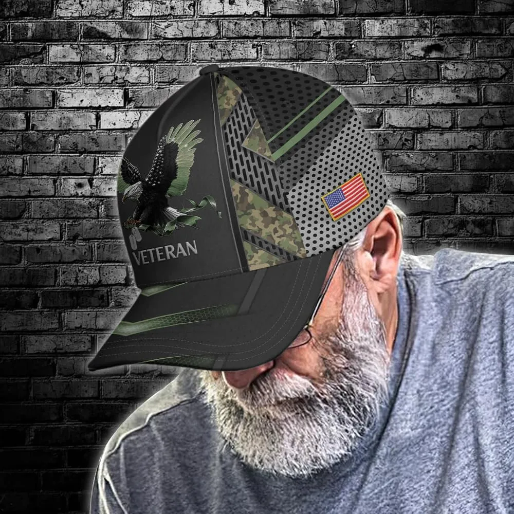 Camo Eagle Veteran Cap, Military Hat for Men, Veteran Day Gifts for Dad Grandpa, Adjustable Strap Back
