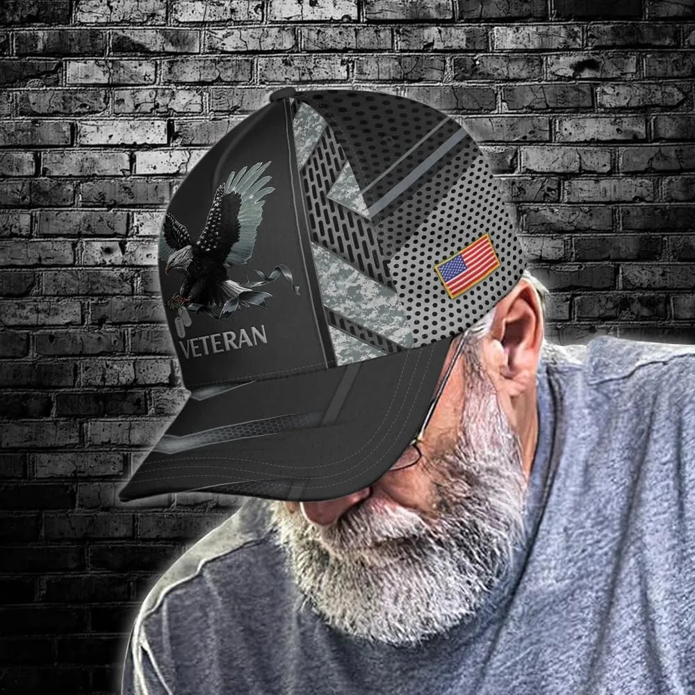 Camo Eagle Veteran Cap, Military Hat for Men, Veteran Day Gifts for Dad Grandpa, Adjustable Strap Back