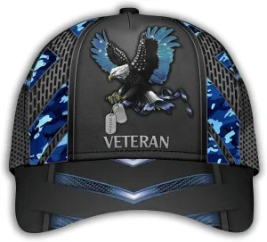 Camo Eagle Veteran Cap, Military Hat for Men, Veteran Day Gifts for Dad Grandpa, Adjustable Strap Back
