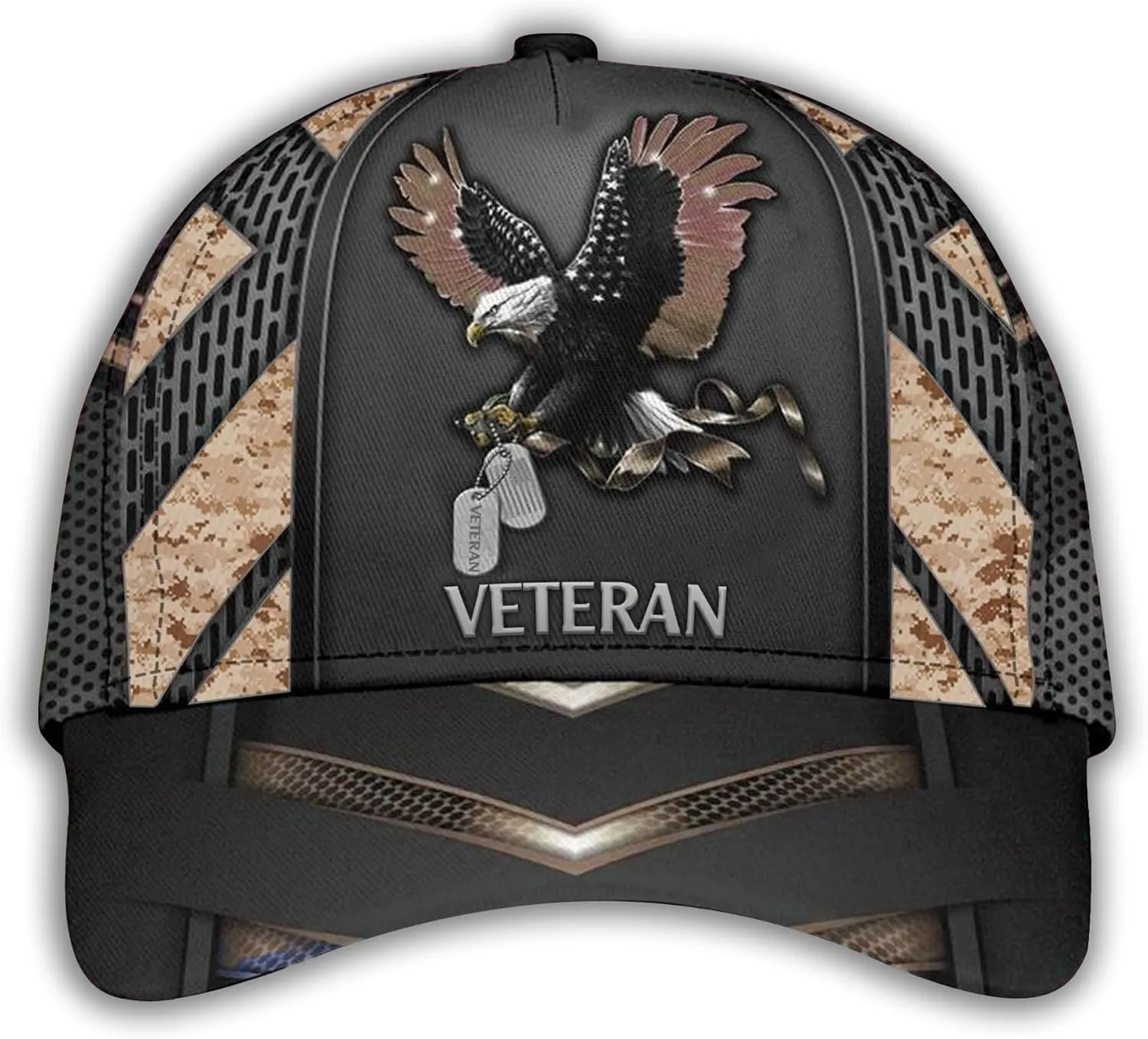 Camo Eagle Veteran Cap, Military Hat for Men, Veteran Day Gifts for Dad Grandpa, Adjustable Strap Back
