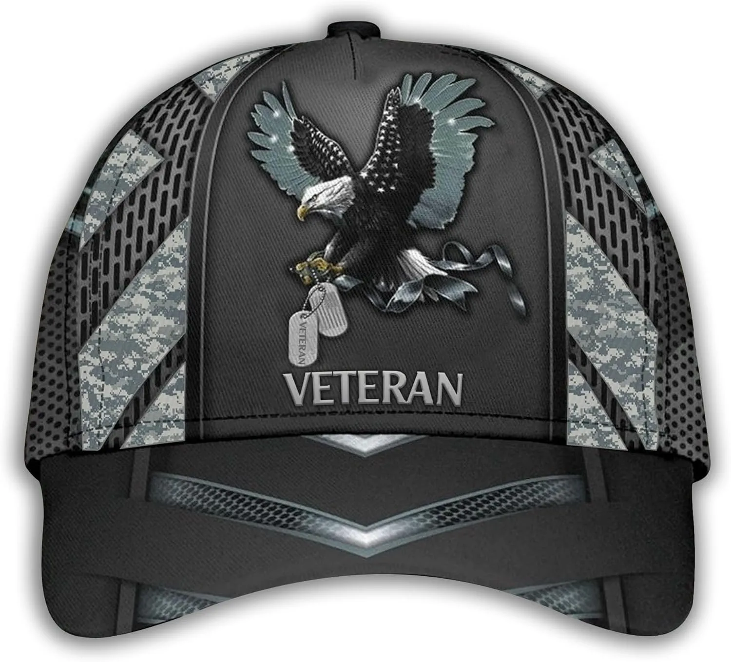 Camo Eagle Veteran Cap, Military Hat for Men, Veteran Day Gifts for Dad Grandpa, Adjustable Strap Back
