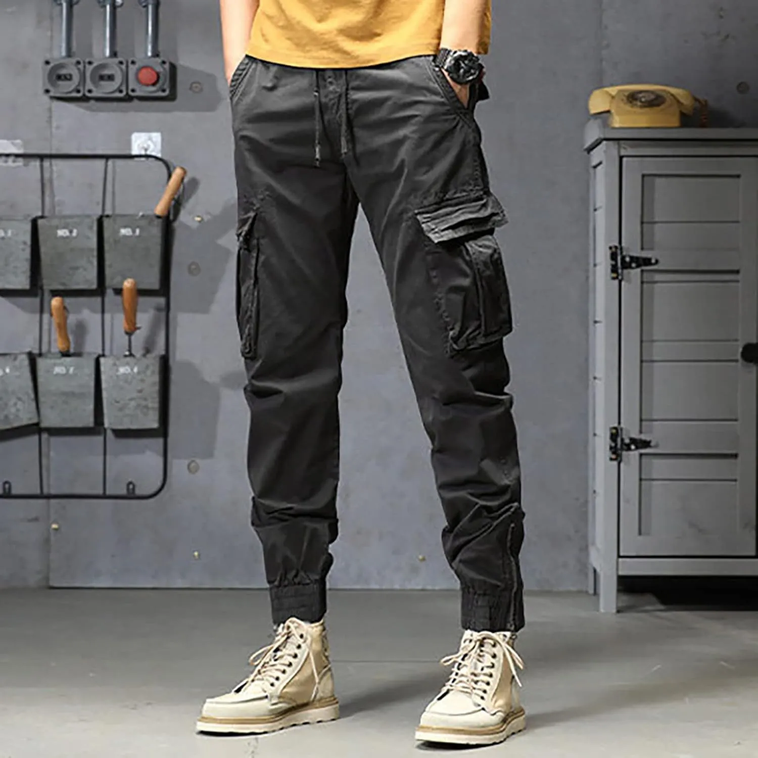 Cargo Pants for Men Big and Tall, Cargo Pant Lightweight Tactical Pant Hiking Jogger Classic Fit Multi Pockets Autumn