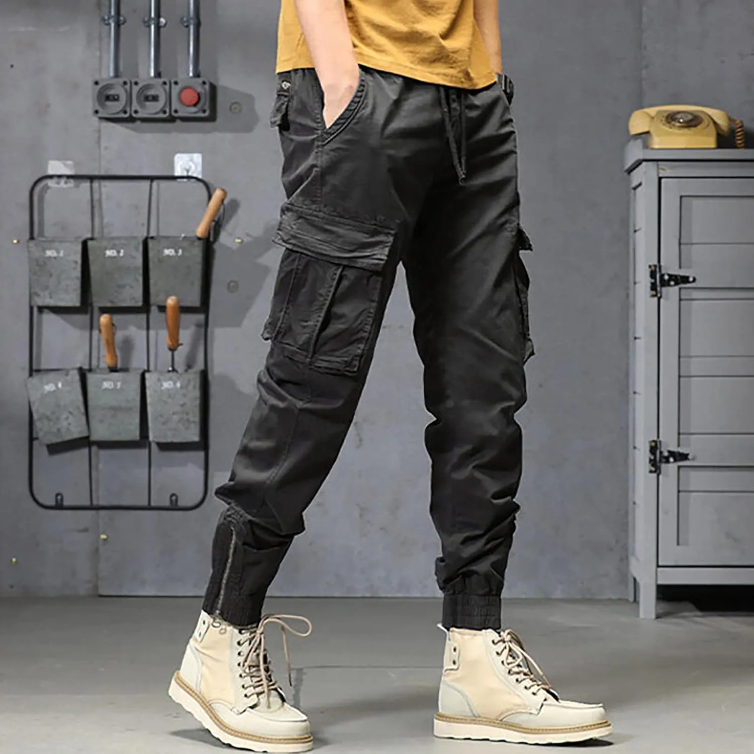 Cargo Pants for Men Big and Tall, Cargo Pant Lightweight Tactical Pant Hiking Jogger Classic Fit Multi Pockets Autumn
