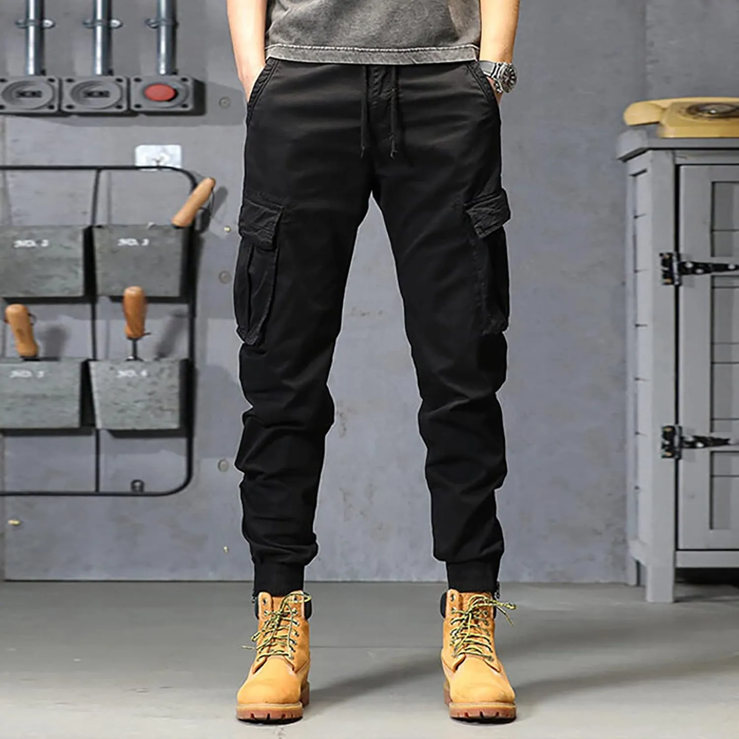 Cargo Pants for Men Big and Tall, Cargo Pant Lightweight Tactical Pant Hiking Jogger Classic Fit Multi Pockets Autumn