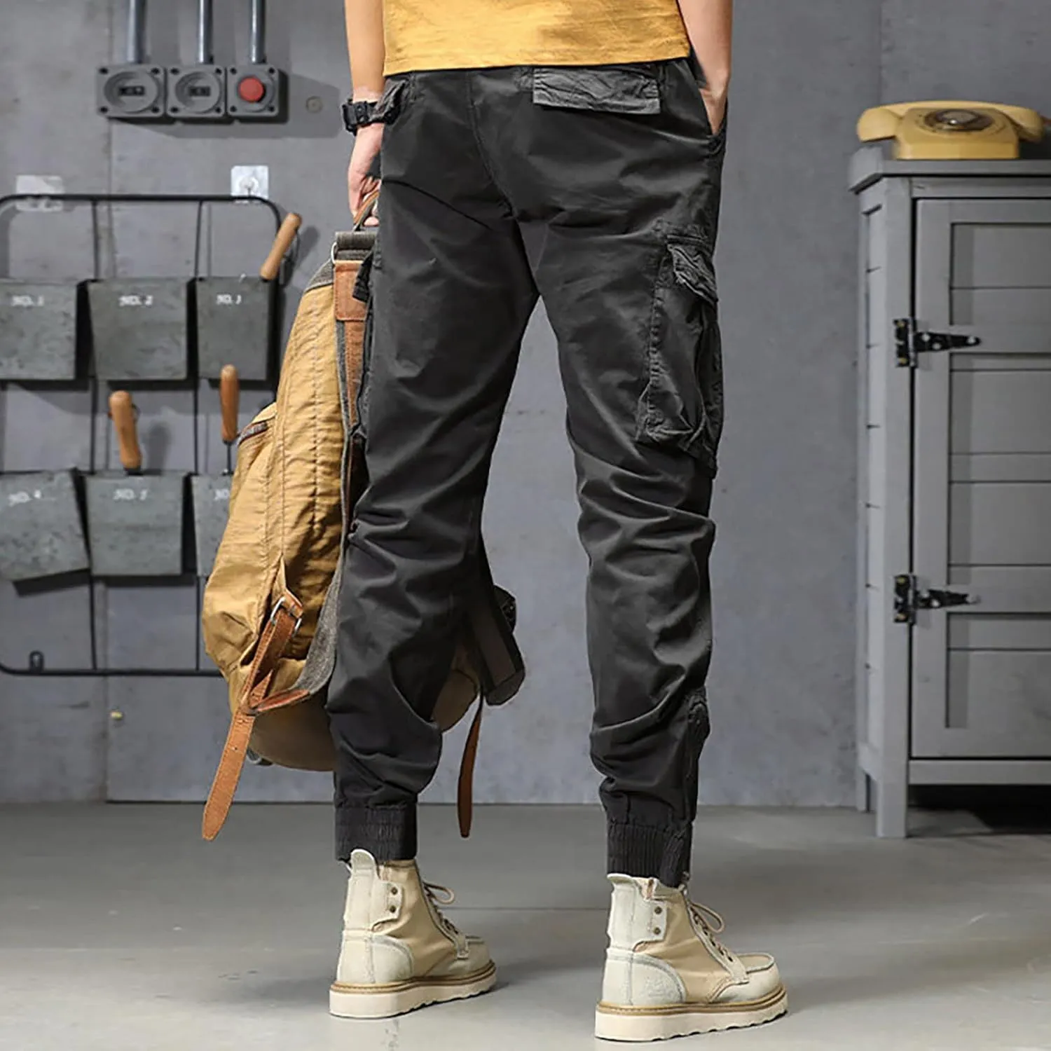 Cargo Pants for Men Big and Tall, Cargo Pant Lightweight Tactical Pant Hiking Jogger Classic Fit Multi Pockets Autumn
