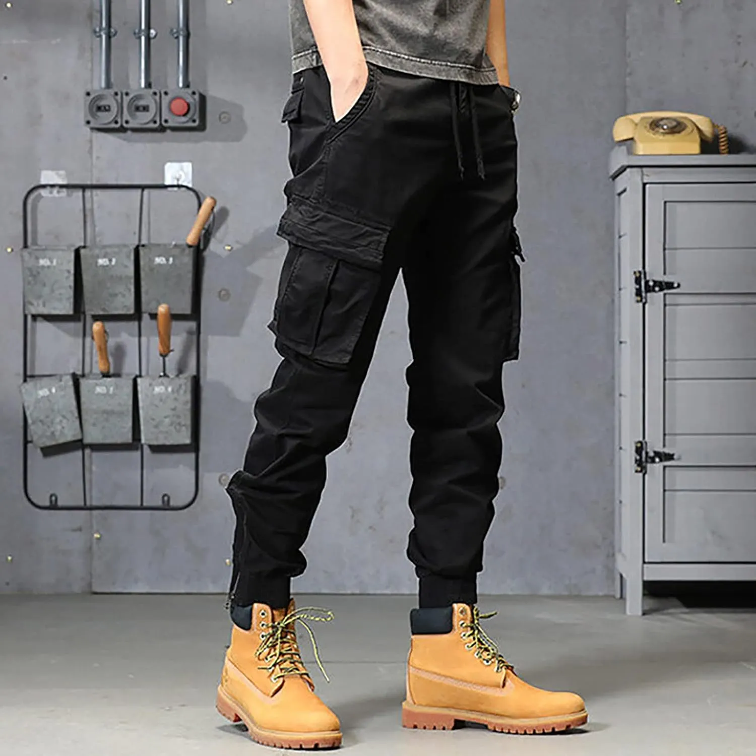Cargo Pants for Men Big and Tall, Cargo Pant Lightweight Tactical Pant Hiking Jogger Classic Fit Multi Pockets Autumn