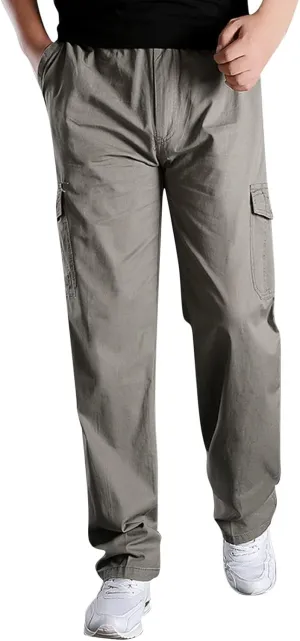 Cargo Pants for Men Big and Tall, Classic Fit Multi Pockets Cargo Track Pants Men Loose Fit Men's Lightweight Ripstop