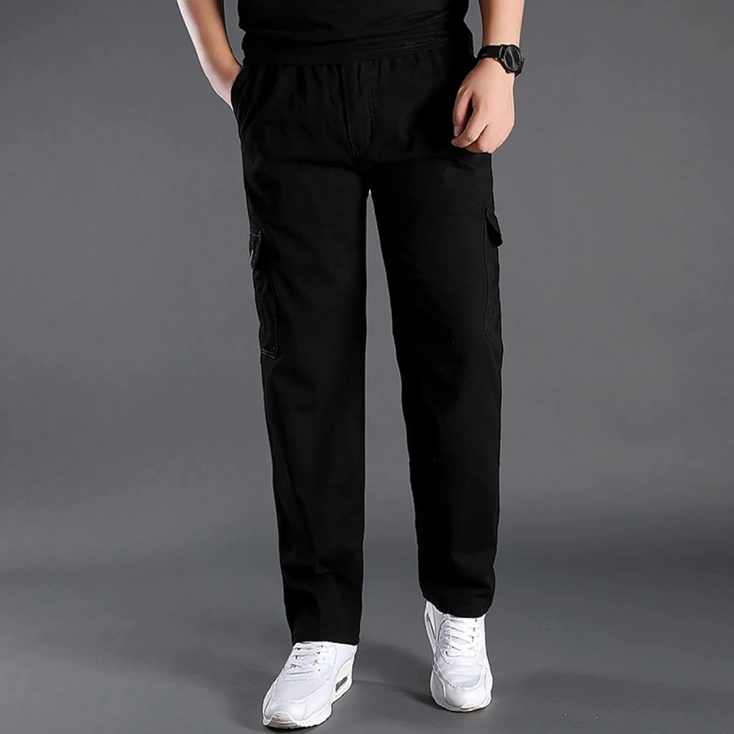 Cargo Pants for Men Big and Tall, Classic Fit Multi Pockets Cargo Track Pants Men Loose Fit Men's Lightweight Ripstop