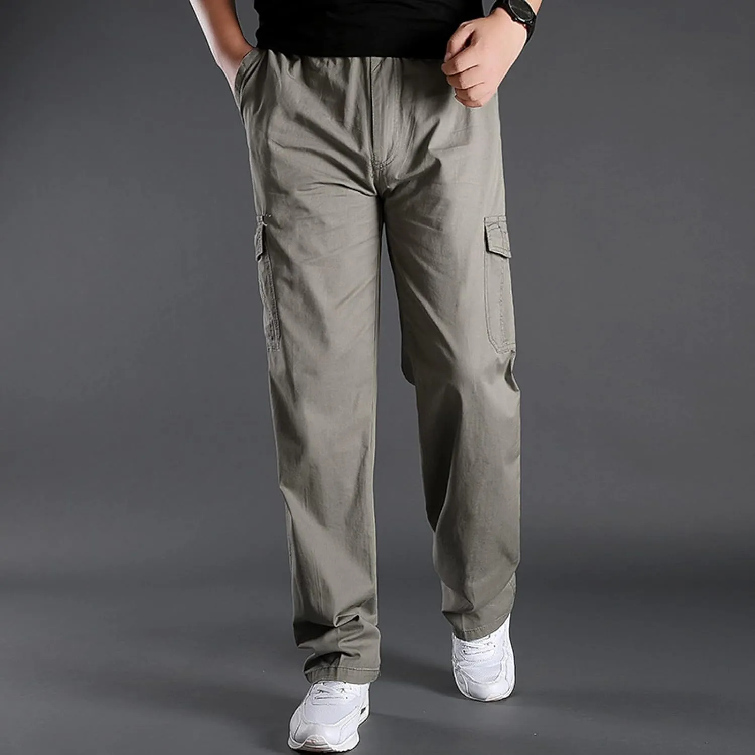 Cargo Pants for Men Big and Tall, Classic Fit Multi Pockets Cargo Track Pants Men Loose Fit Men's Lightweight Ripstop