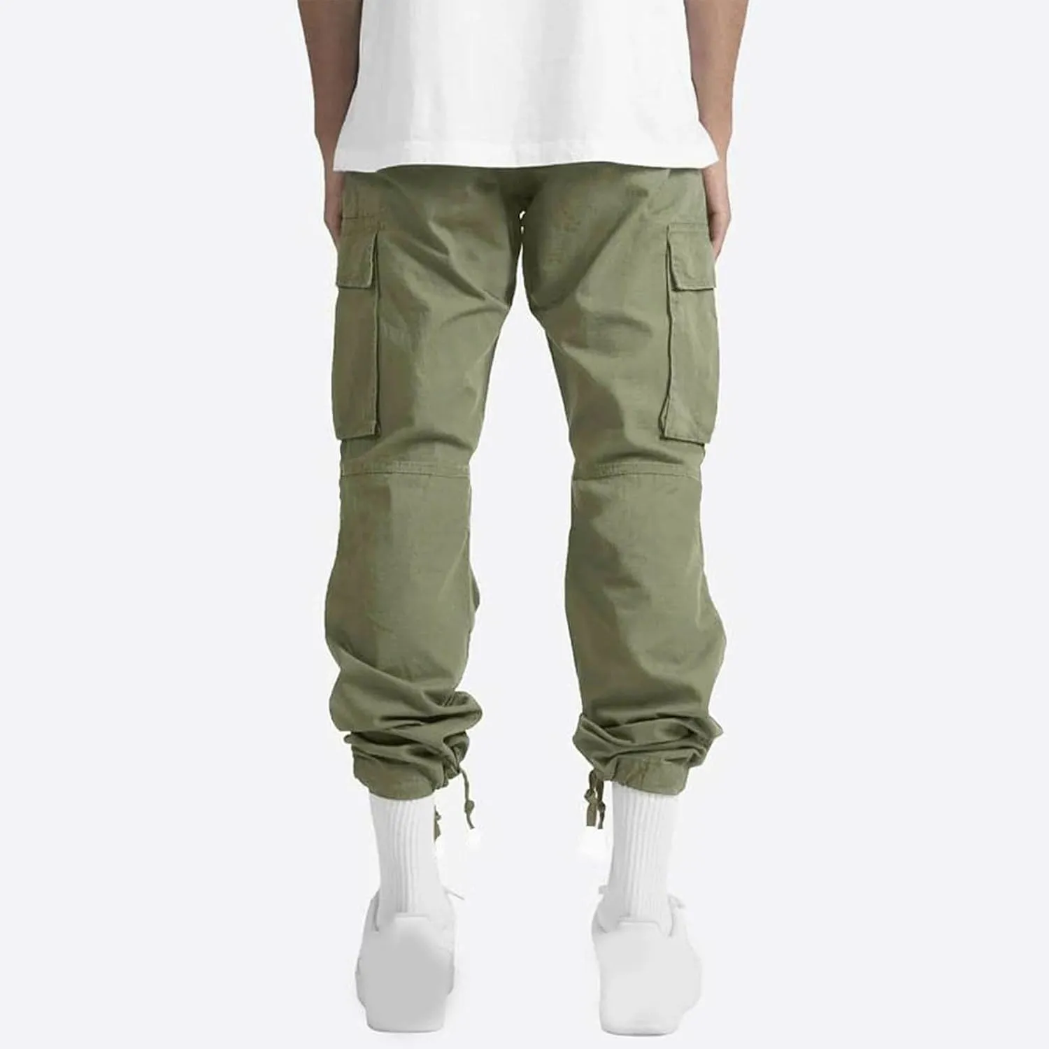 Cargo Pants for Men Classic Fit Lightweight Elastic Waist Drawstring Hiking Pants Casual Loose Joggers Sweatpants