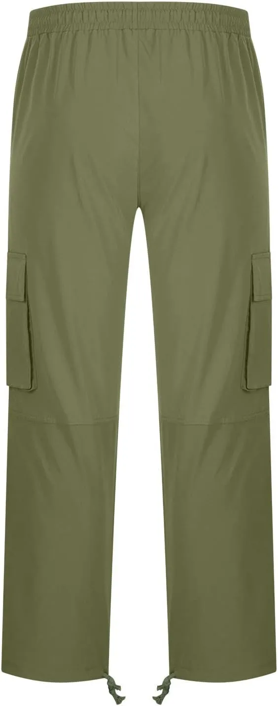 Cargo Pants for Men Classic Fit Lightweight Elastic Waist Drawstring Hiking Pants Casual Loose Joggers Sweatpants