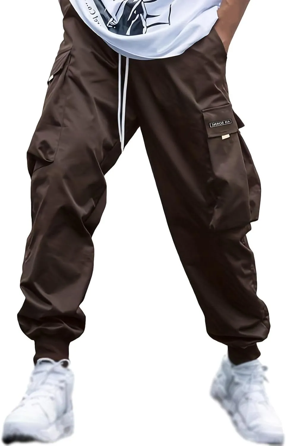 Cargo Pants for Men Drawstring Athletic Joggers Classic Fit Lounge Trousers Summer Lightweight Streetwear Pant