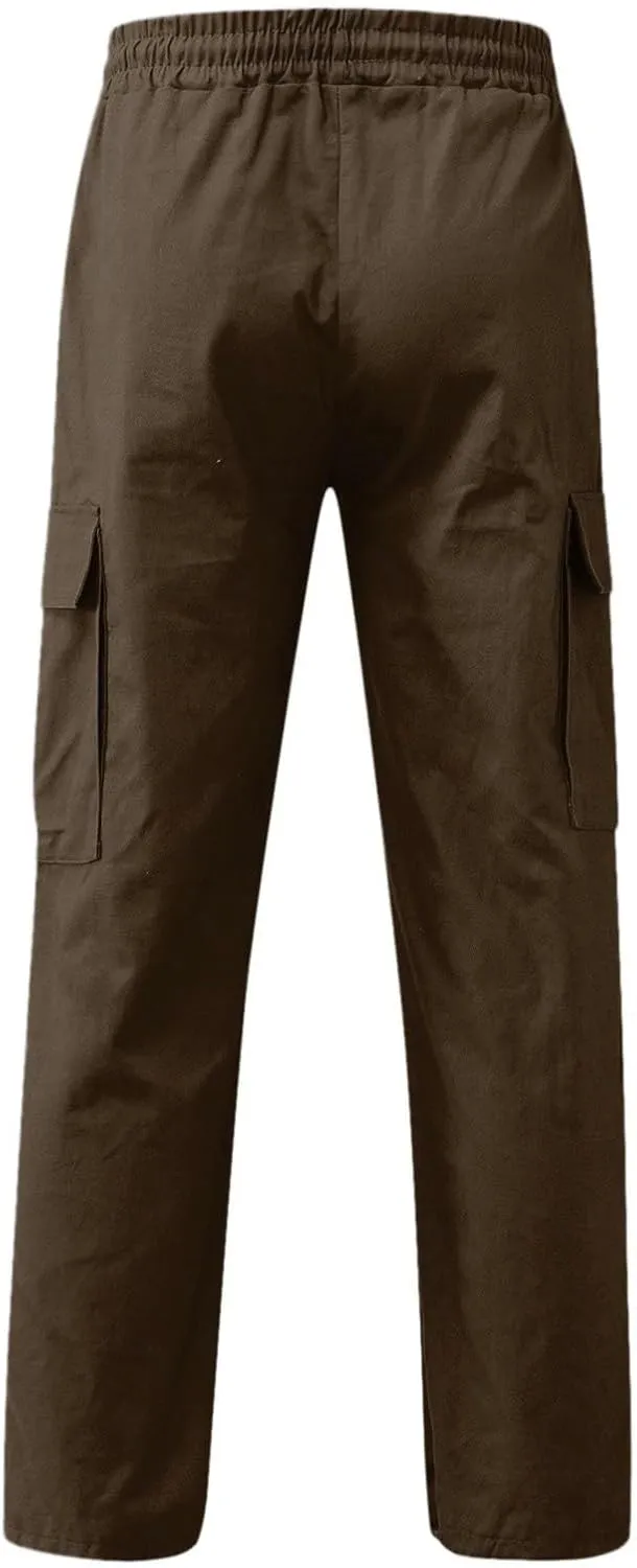 Cargo Pants for Men Drawstring Athletic Joggers Classic Fit Lounge Trousers Summer Lightweight Streetwear Pant
