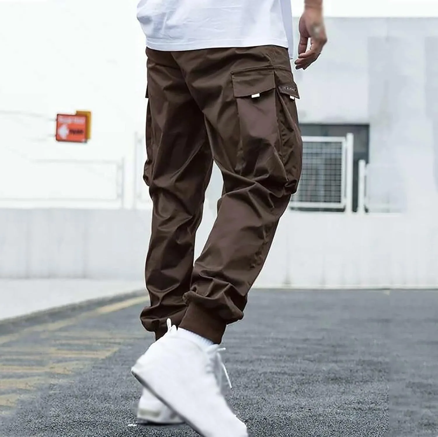 Cargo Pants for Men Drawstring Athletic Joggers Classic Fit Lounge Trousers Summer Lightweight Streetwear Pant