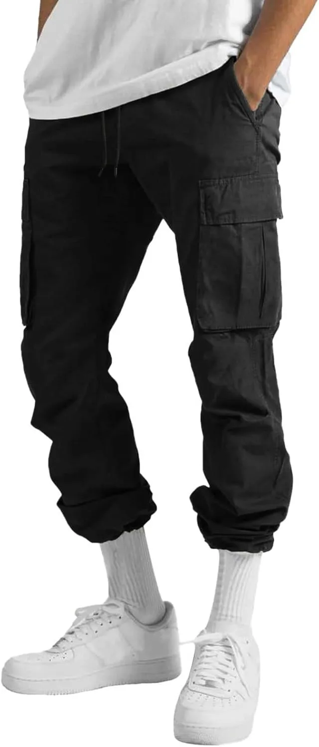 Cargo Pants for Men Drawstring Athletic Joggers Classic Fit Lounge Trousers Summer Lightweight Streetwear Pant