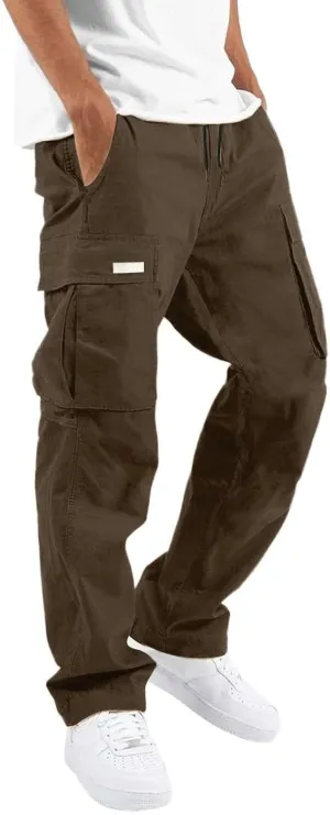 Cargo Pants for Men Drawstring Athletic Joggers Classic Fit Lounge Trousers Summer Lightweight Streetwear Pant