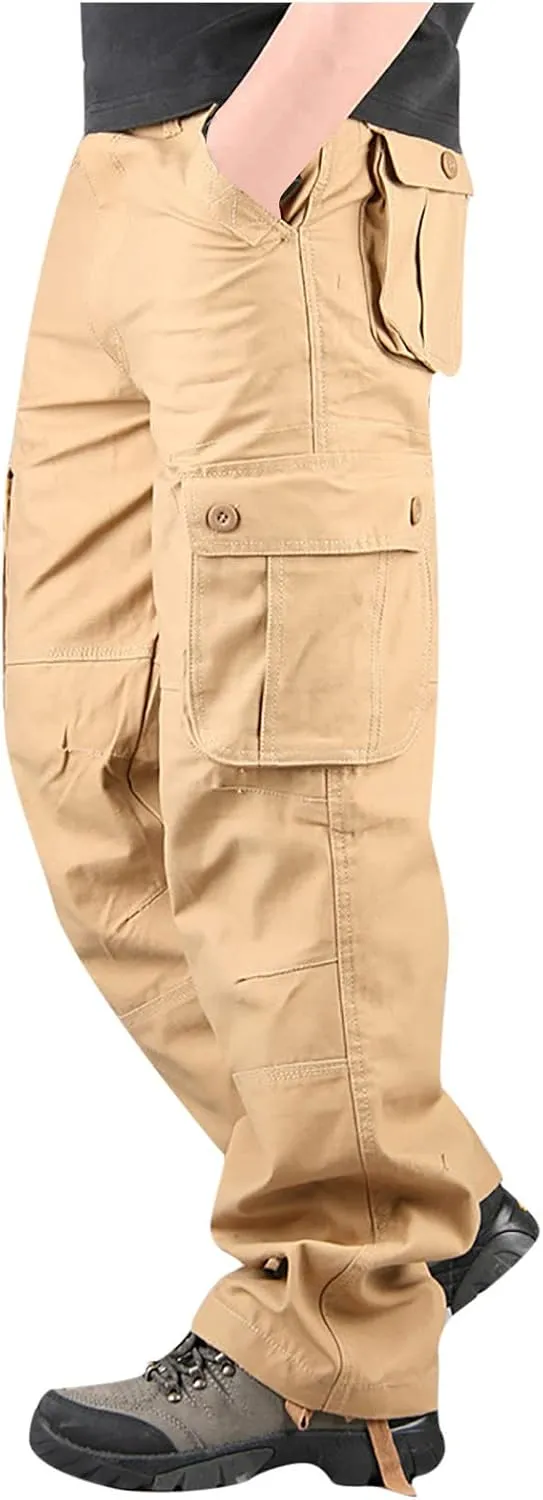 Cargo Pants for Men Plus Size Multi-Pockets Hiking Sports Straight Leg Trousers Classic Fit Solid Sweatpants Outdoor