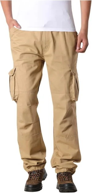 Cargo Pants for Men Plus Size Multi-Pockets Hiking Sports Straight Leg Trousers Classic Fit Solid Sweatpants Outdoor