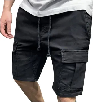 Cargo Shorts for Men 9" Outdoor Hiking Travel Shorts Drawstring Waist Camping Work Shorts with Multiple Pockets
