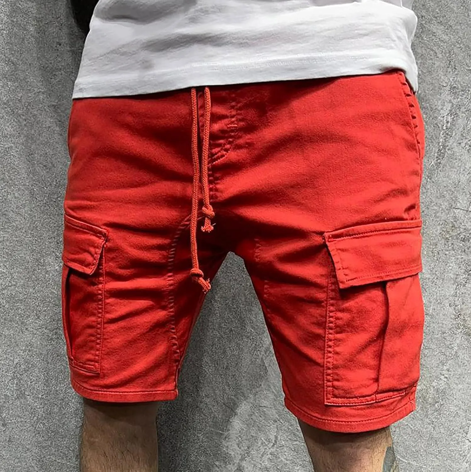 Cargo Shorts for Men 9" Outdoor Hiking Travel Shorts Drawstring Waist Camping Work Shorts with Multiple Pockets