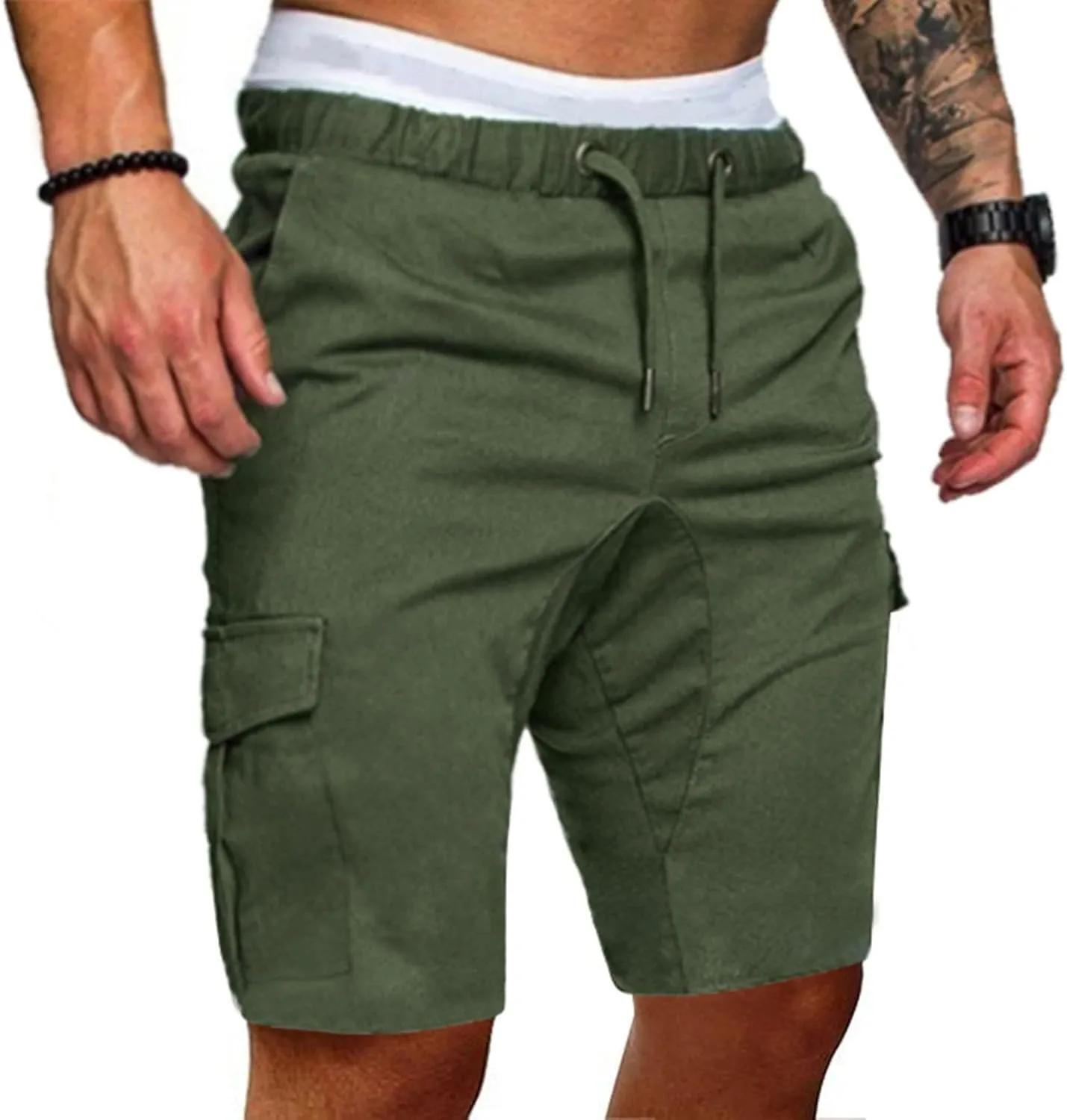 Cargo Shorts for Men 9" Outdoor Hiking Travel Shorts Drawstring Waist Camping Work Shorts with Multiple Pockets