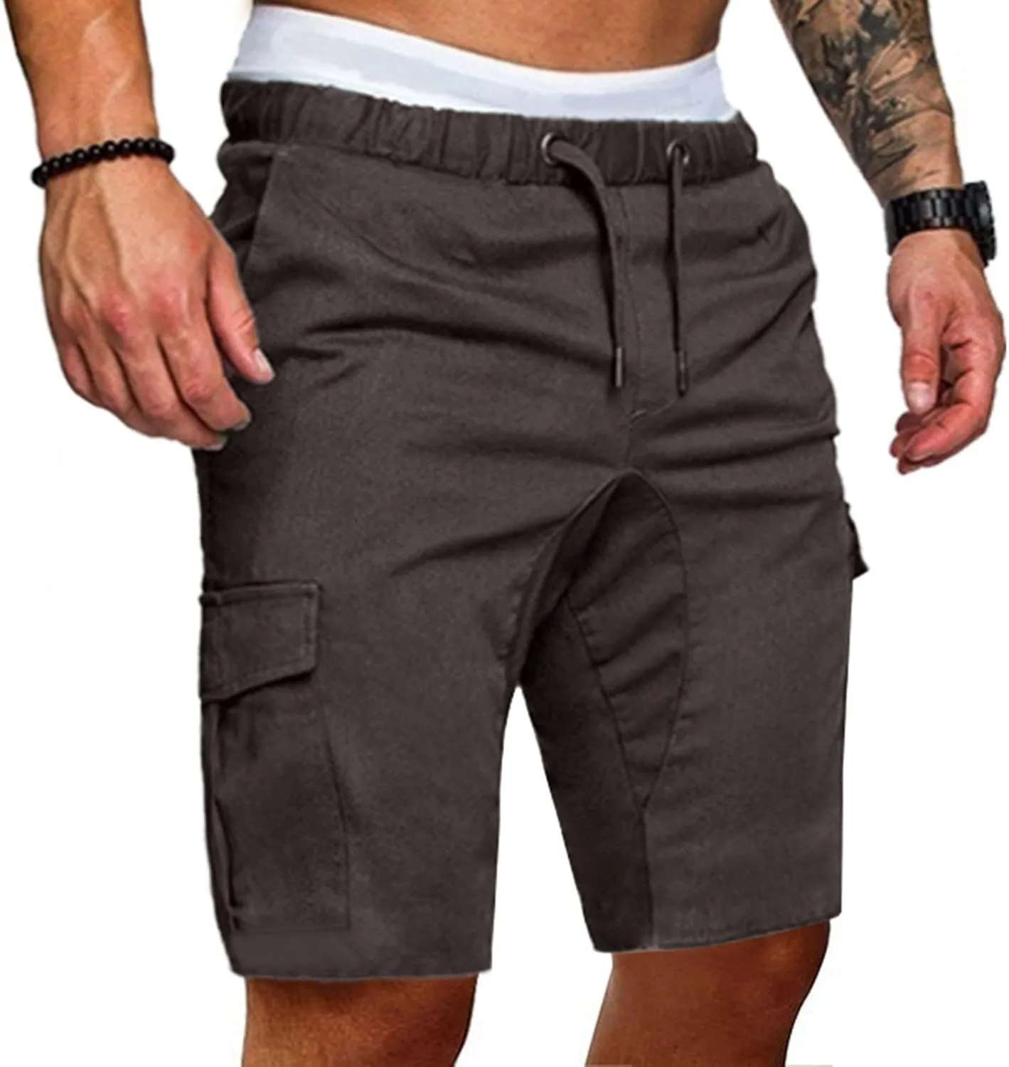 Cargo Shorts for Men 9" Outdoor Hiking Travel Shorts Drawstring Waist Camping Work Shorts with Multiple Pockets