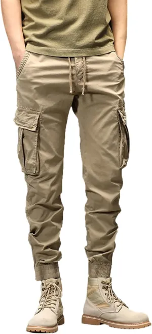 Cargo Sweatpants for Men Big and Tall Jogger Classic Fit Multi Pockets Autumn & Winter Pants for Men Drawstring Cargo