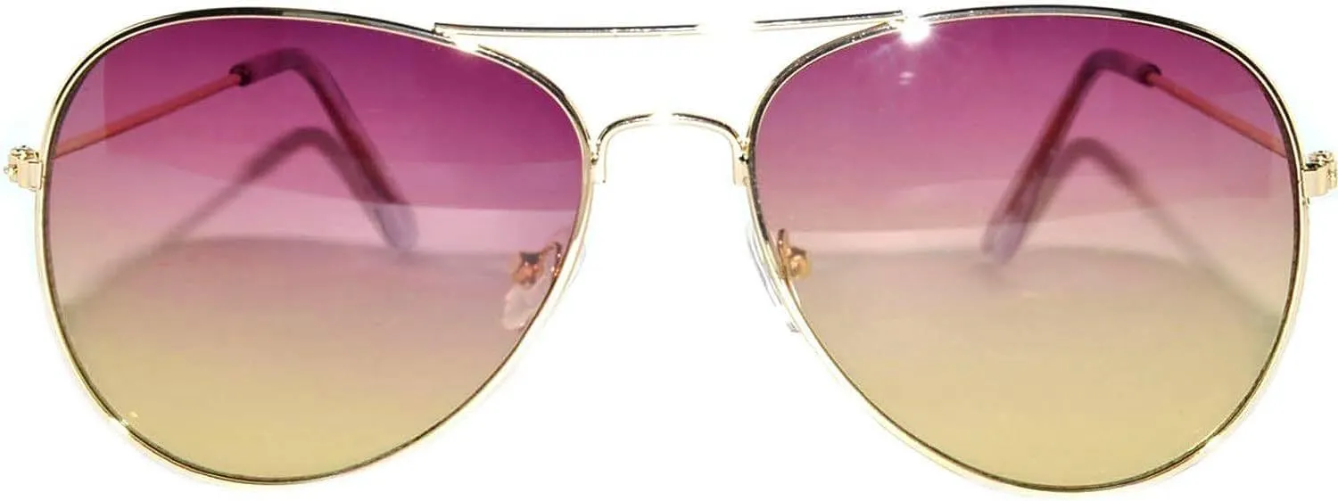 Classic Aviator Style Sunglasses Metal Frame Colored Lens UV 400 Unisex