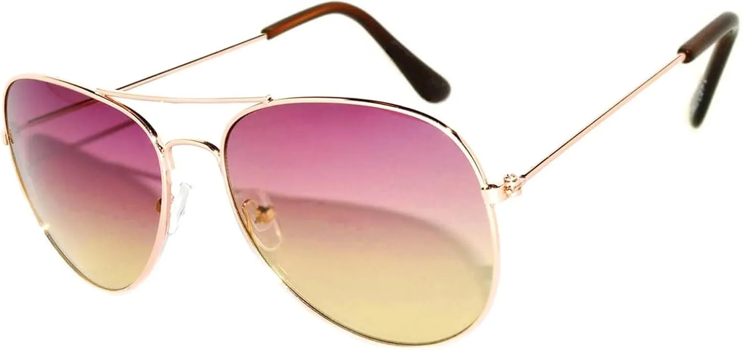 Classic Aviator Style Sunglasses Metal Frame Colored Lens UV 400 Unisex