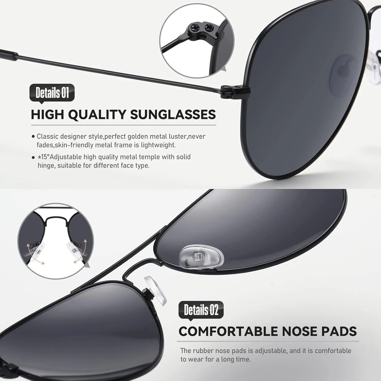 Classic Aviator Sunglasses for Men Womens Driving Polarized Sunglasses
