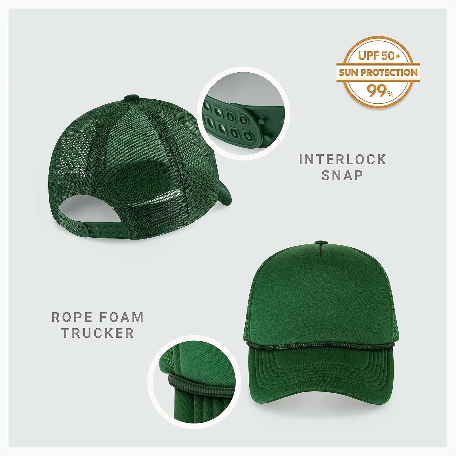 Classic Foam Trucker Hat Summer Mesh Rope Cap Solid Two Toned Blank Hat for Mens Womens Adjustable Strap Light Weight