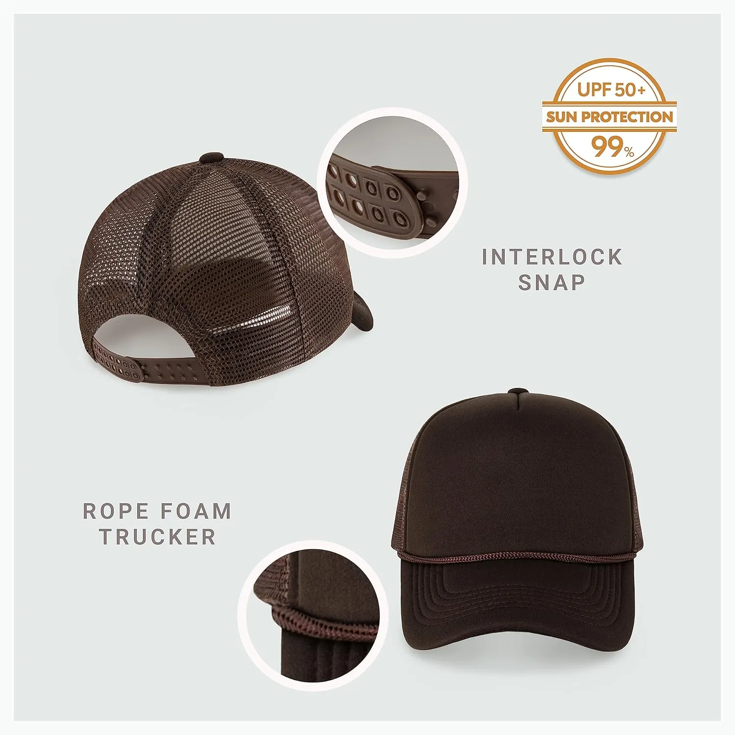 Classic Foam Trucker Hat Summer Mesh Rope Cap Solid Two Toned Blank Hat for Mens Womens Adjustable Strap Light Weight