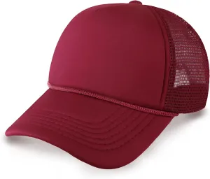 Classic Foam Trucker Hat Summer Mesh Rope Cap Solid Two Toned Blank Hat for Mens Womens Adjustable Strap Light Weight