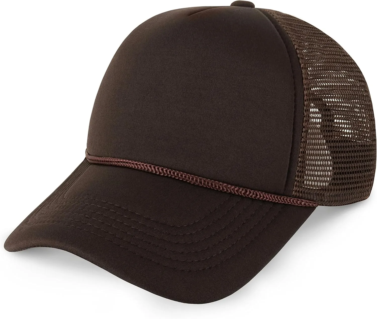 Classic Foam Trucker Hat Summer Mesh Rope Cap Solid Two Toned Blank Hat for Mens Womens Adjustable Strap Light Weight