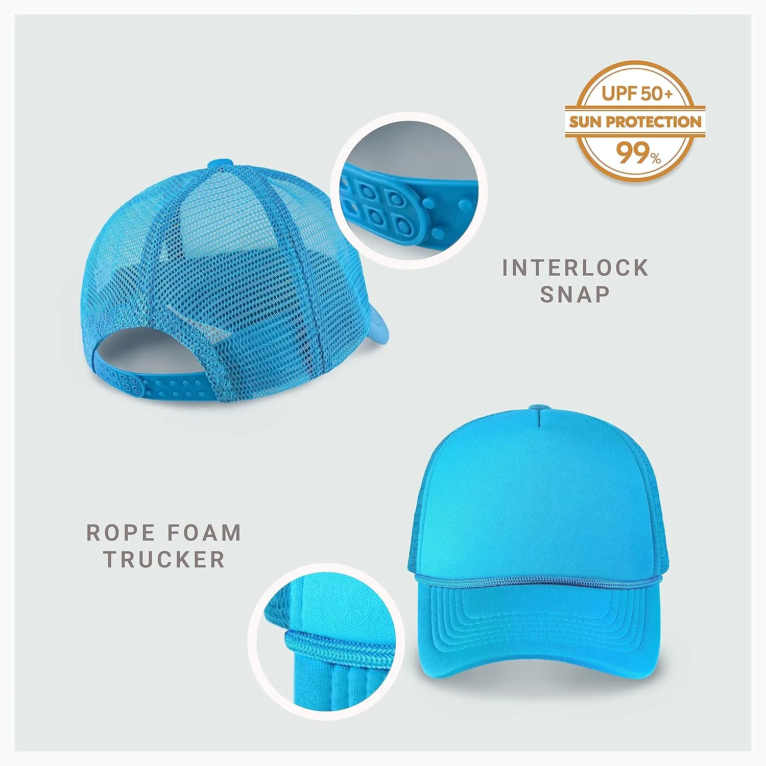 Classic Foam Trucker Hat Summer Mesh Rope Cap Solid Two Toned Blank Hat for Mens Womens Adjustable Strap Light Weight
